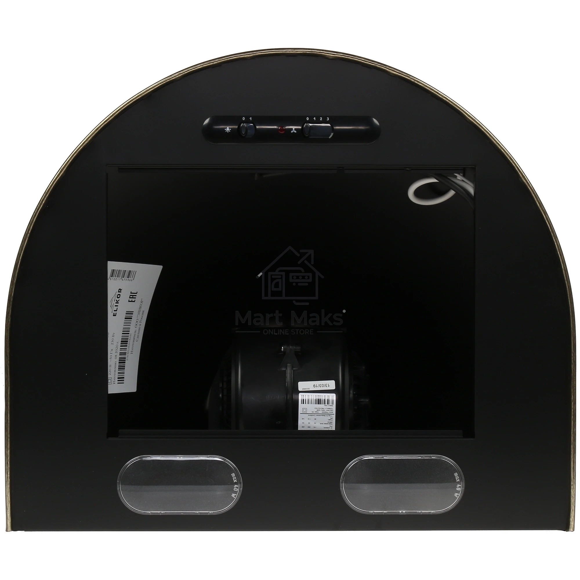 Вытяжка каминная Elikor Эпсилон 60П-430-П3Л черный/золотистый, 60 см, 430 куб. м/ч, 54 дБ