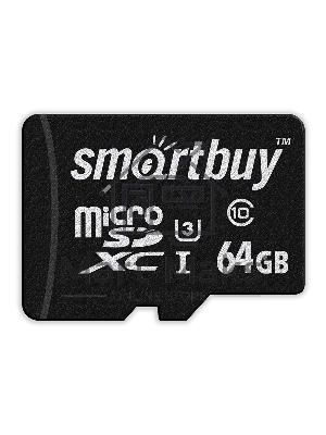 Карта памяти Smartbuy MicroSDXC карта памяти Smartbuy 64Gb Class10 PRO U3 R/W:90/70 MB/s, адаптер в комплекте. 