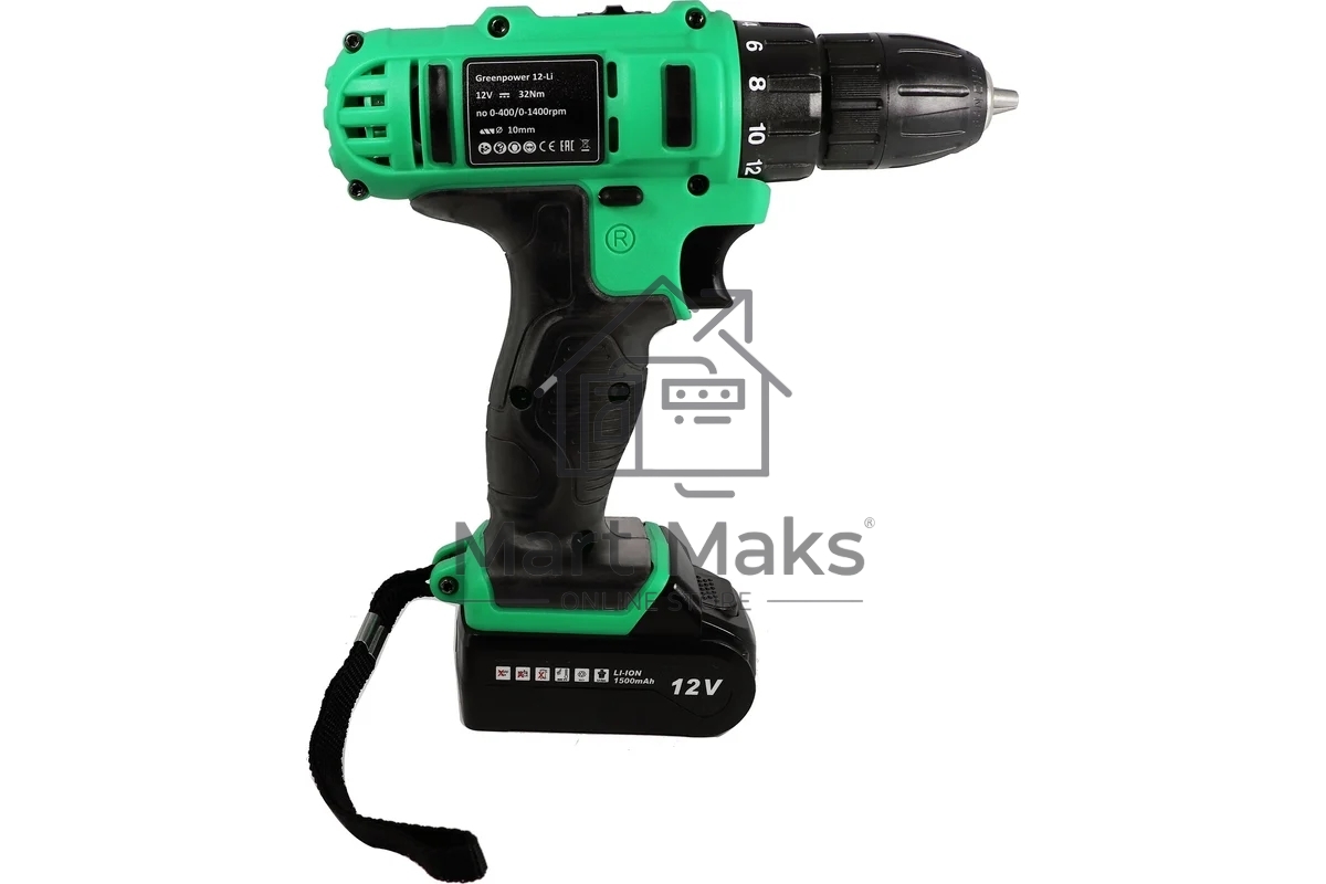 Дрель-шуруповерт Zitrek Greenpower 12-Li 063-4074, Аккумуляторная, 12В, 2 АКБ, Кейс