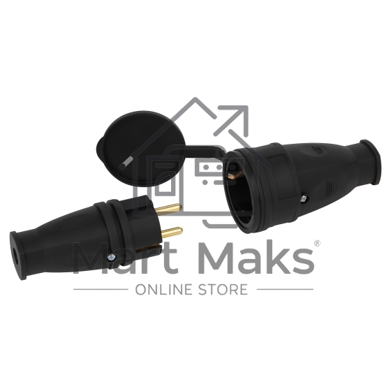 Розетка ЭРА RX10-B-IP44 каучуковая c заземлением 16А IP44 прямая черная