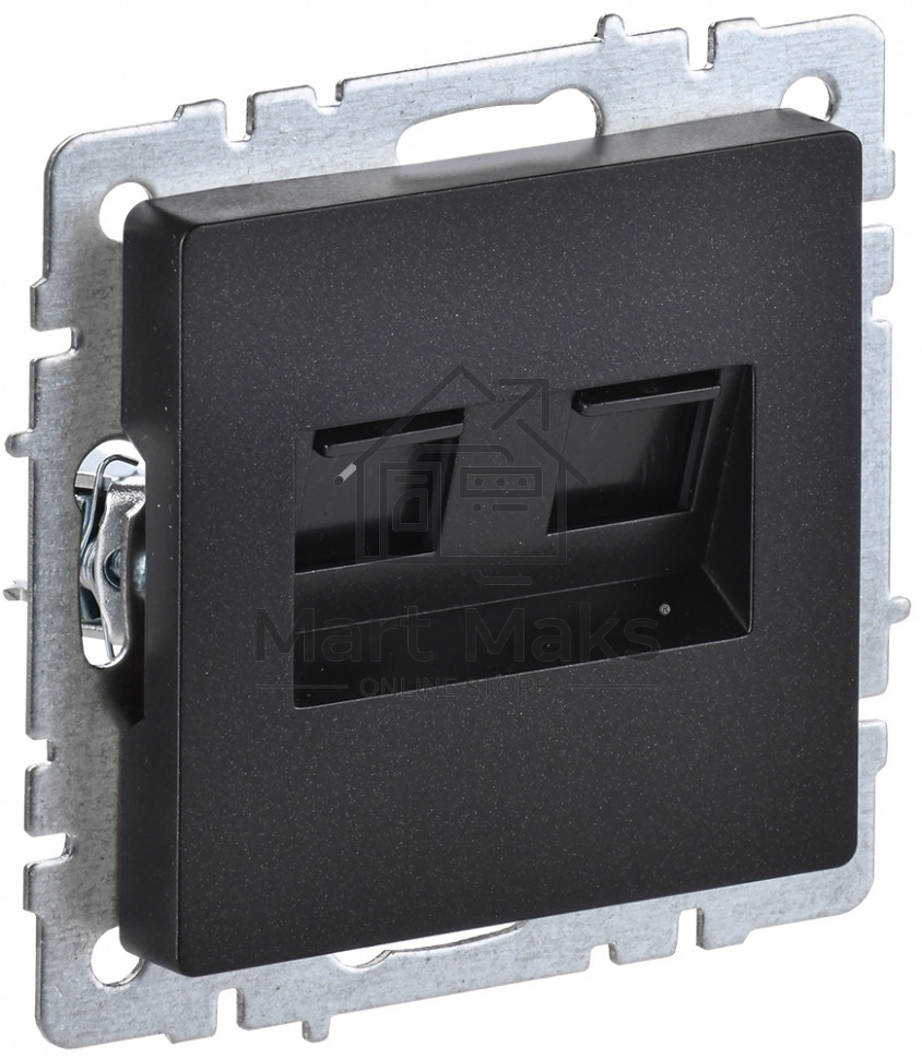 Розетка компьютерная двойная IEK BRITE РК10-2-БрЧ RJ45 кат.5E черный