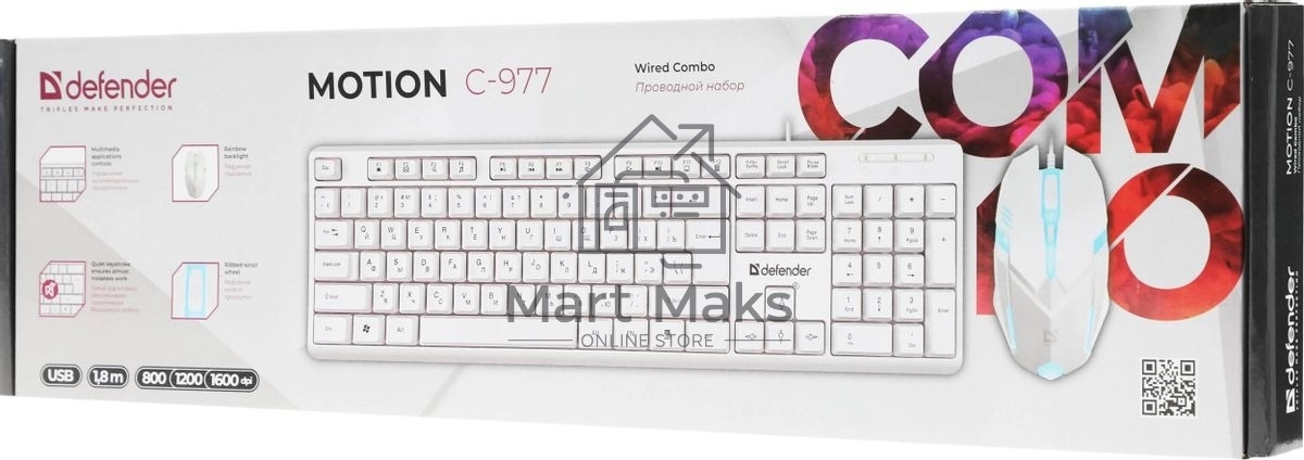 Комплект клавиатура + мышка Defender LINE MOTION C-977 RU белый