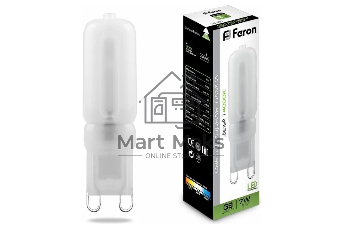 Лампа светодиодная FERON LB-431 (25756) 7W 230V G9 4000K