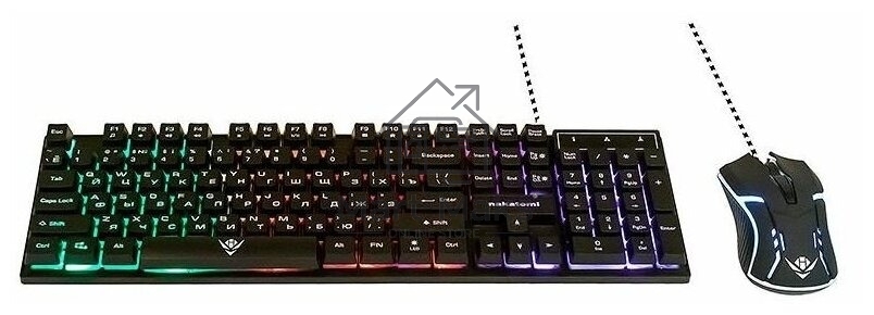 Комплект клавиатура+мышь Nakatomi KMG-2305U проводной, USB, 1600 DPI, черный