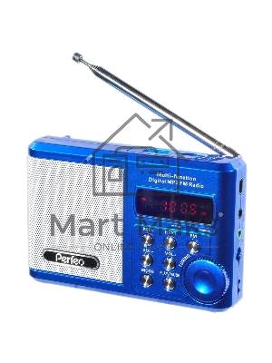 Радиоприемник Perfeo мини-аудио Sound Ranger, FM MP3 USB microSD In/Out ридер, BL-5C 1000mAh, синий (PF-SV922BLU)