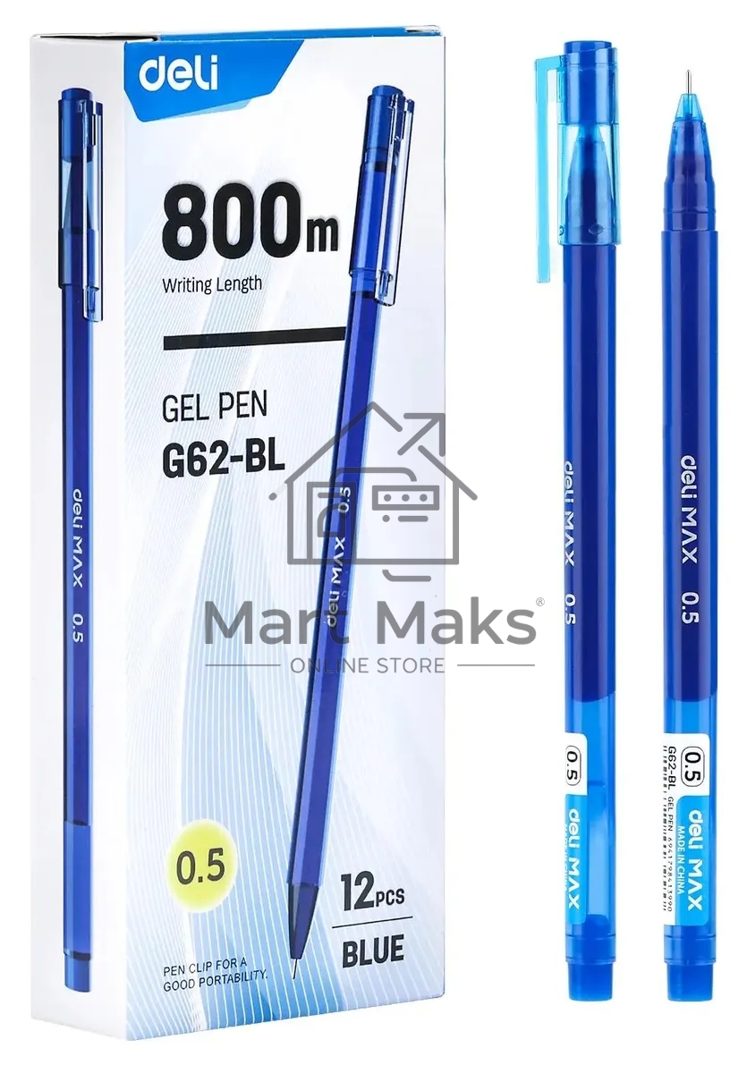 Ручка гелевая Deli MaX EG62-BL синий, d=0.5мм, синие чернила