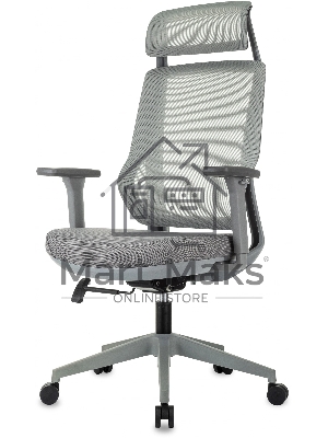 Кресло руководителя Бюрократ MC-G411N-H серый, сетка/ткань, с подголов. крестов. пластик, пластик серый