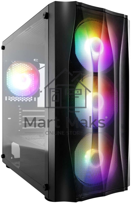 Компьютерный корпус 1STPLAYER FIREBASE X3-M Black, mATX, TG, 4x120мм LED fans inc.