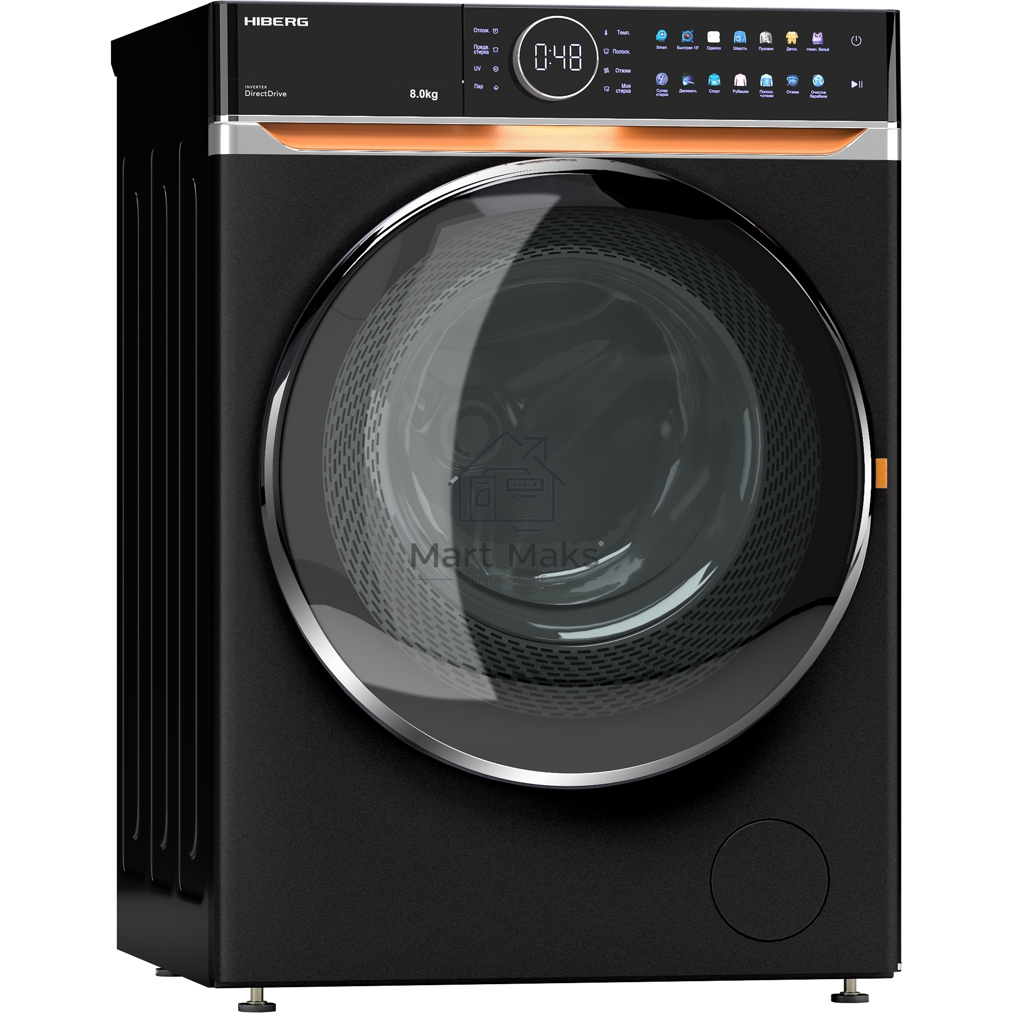 Стиральная машина HIBERG i-DDQ10 - 814 B черный матовый загр. фронтальная макс.: 8 кг 1400 об/мин класс: А+++