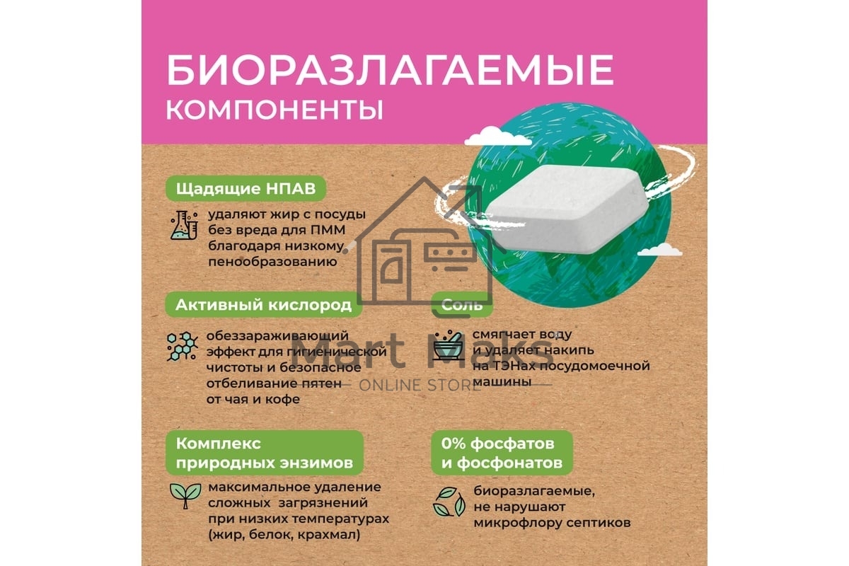 Таблетки для посудомоечных машин Filtero ECOline бесфосфатные 60 шт., Арт.723