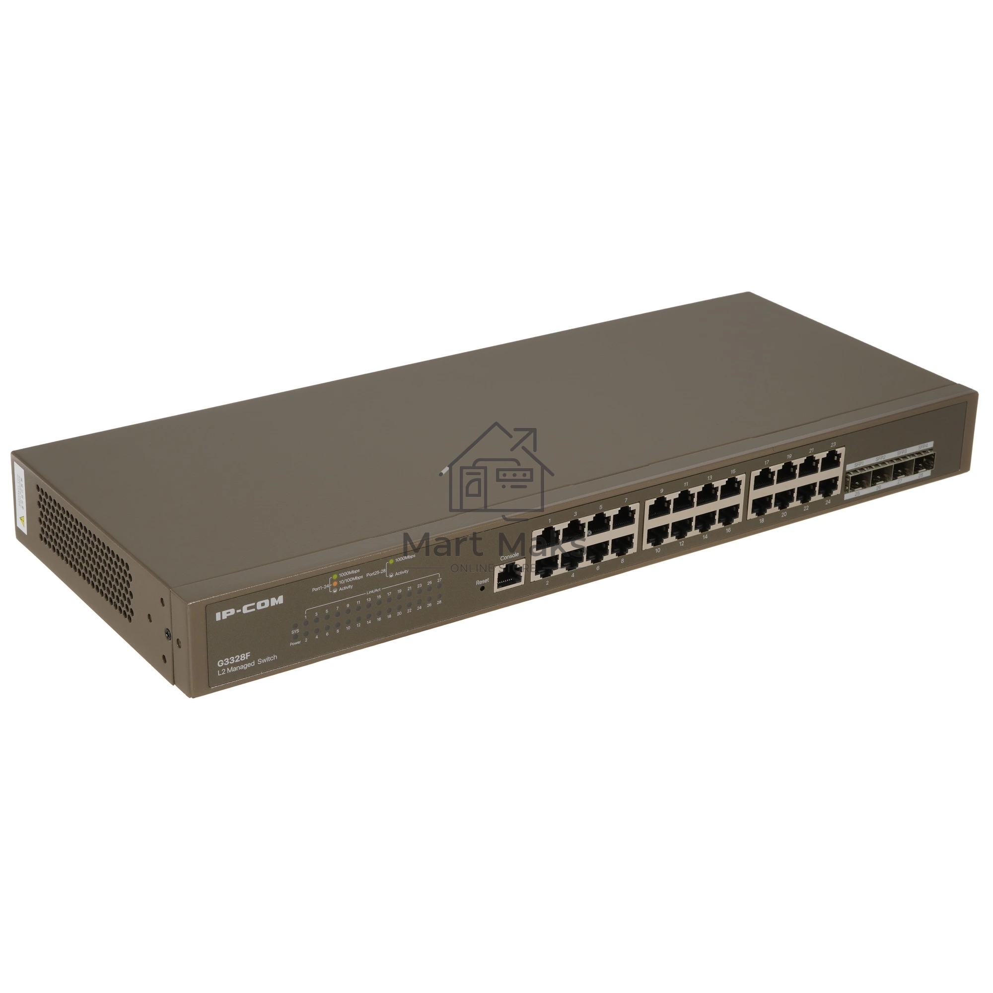 Коммутатор IP-COM G3328F, 24×1 Гбит/с + 4×1 Гбит/с SFP, управляемый