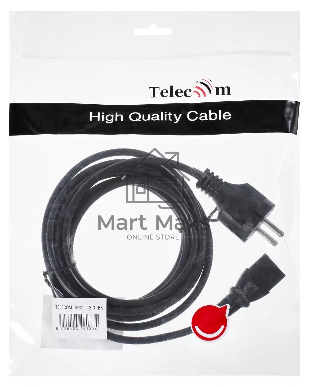Кабель компьютер - розетка 3m 220V (Европейский стандарт) VCOM/TELECOM