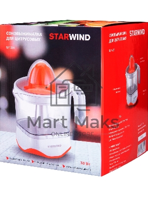 Соковыжималка цитрусовая Starwind SJ 1231 30Вт рез.сок.:1мл. оранжевый/прозрачный