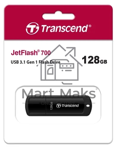 Флешка USB Transcend JetFlash 700 (TS128GJF700), 128Gb, USB 3.0, R/W 70/30, черный