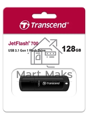 Флешка USB Transcend JetFlash 700 (TS128GJF700), 128Gb, USB 3.0, R/W 70/30, черный