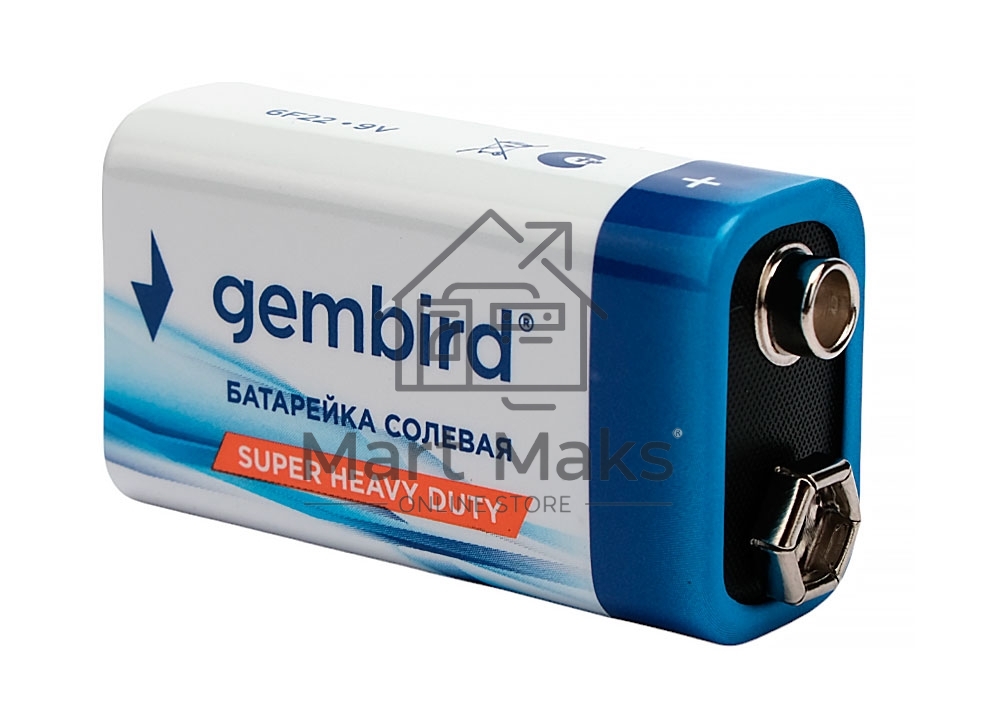 Батарейка солевая Gembird GB-6F22-1F, тип Крона(6F22), 1шт, пленка, 9 В