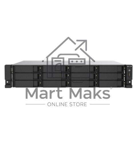 Сетевое хранилище без дисков SMB QNAP TS-1273AU-RP-8G NAS 12 HDD trays, 2x 2.5 GbE, rackmount, 2 PSU. 4-core AMD V1500B2,2 GHz, RAM 8 GB (8 GB UDIMM DDR4 (1 x 8 GB) up to 32 GB (2 x 16 GB)). W/o rail kit RAIL-B02