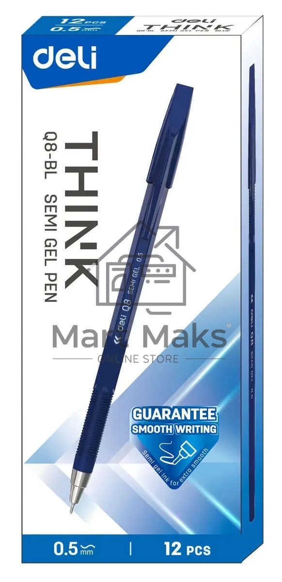 Набор ручек шариковых Deli Think EQ8-BL синий, d=0.5мм, синие чернила (12шт)