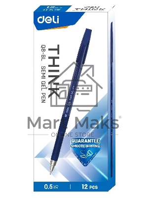 Набор ручек шариковых Deli Think EQ8-BL синий, d=0.5мм, синие чернила (12шт)