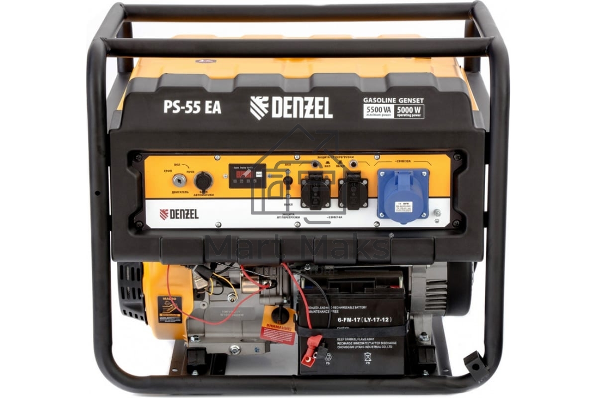 Электрогенератор бензиновый Denzel PS-55EA, 5.5 кВт, 85 дБ, 86 кг