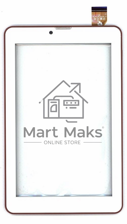 Сенсорное стекло (тачскрин) для Irbis TZ753, белое с коричневой рамкой