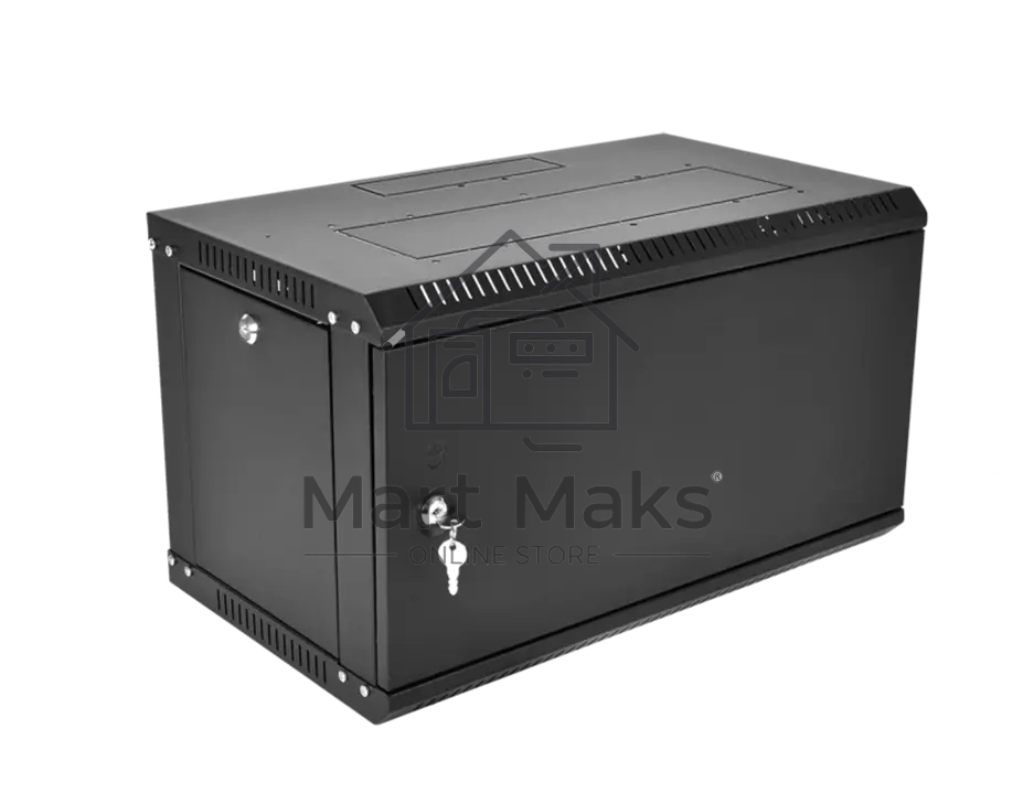 Шкаф телекоммуникационный настенный разборный ЦМО ЭКОНОМ 6U (600 x 520) дверь металл, цвет черный (ШРН-Э-6.500.1-9005)