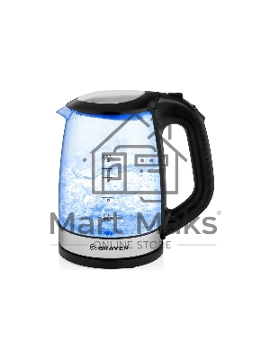 Чайник электрический BRAYER BR1040BK 2220Вт, 2 л, стекл., черный.