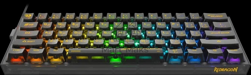 Игровая клавиатура Redragon Fizz прозрачно-черная 71737 (USB, +ICE, 61 кл., RGB подсветка)