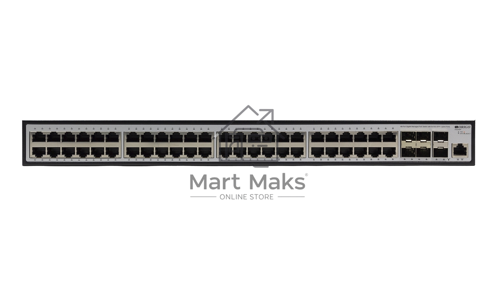 Коммутатор ORIGO Managed L3 Switch 48x1000Base-T PoE, 6x10GBase-X SFP+, PoE Budget 880W, RJ45 Console, 19