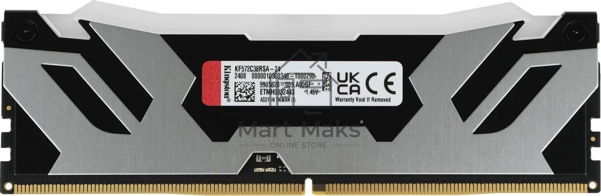 Оперативная память Kingston FURY Renegade Silver RGB, DDR5, 24GB (1x24 GB), 7200 MHz, CL38, радиатор, RGB, серебристый