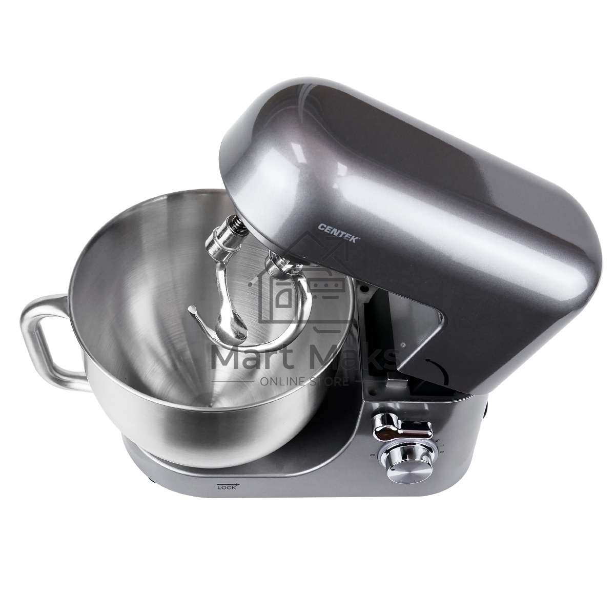 Миксер планетарный Centek CT-1151 (хром/серый)