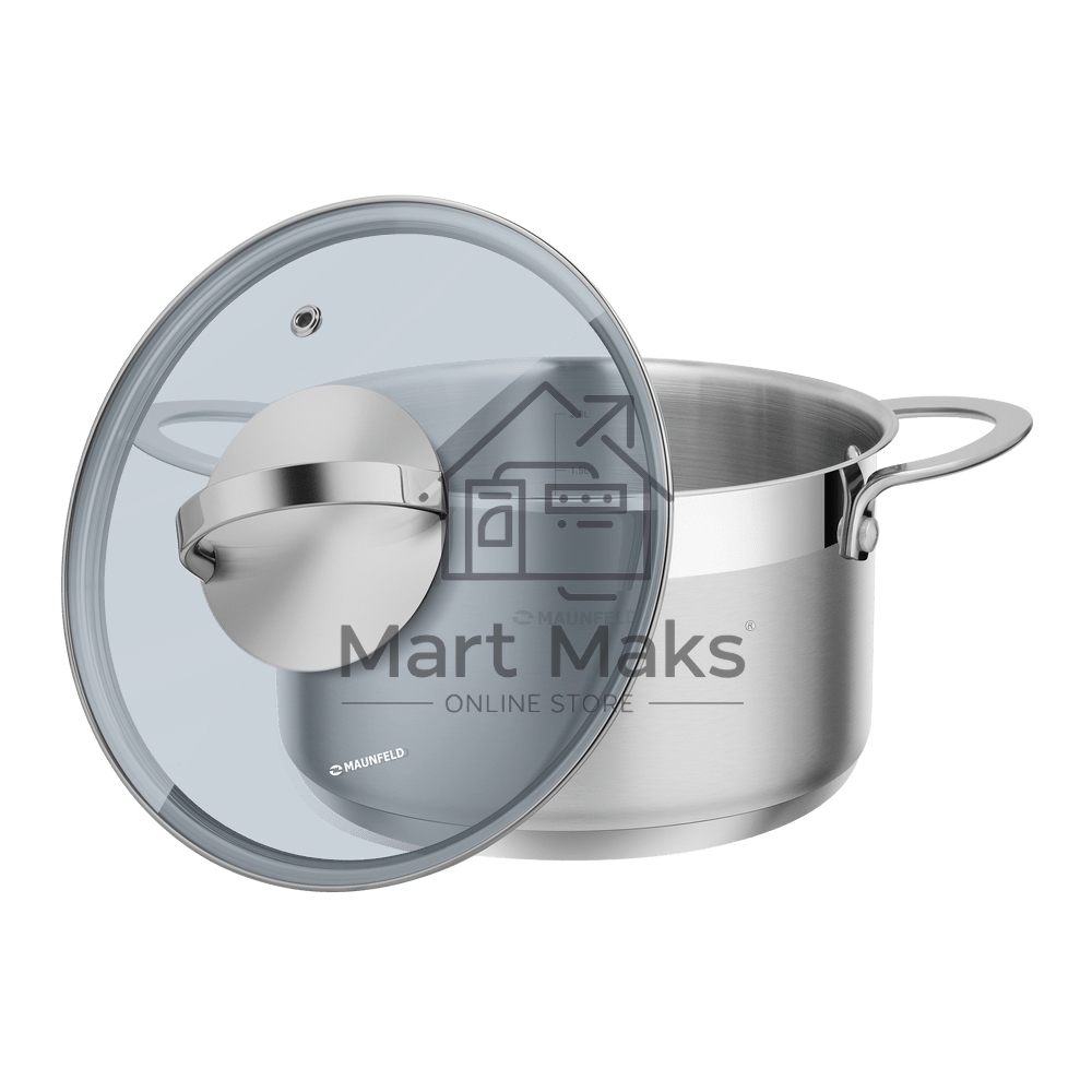 Кастрюля Maunfeld GERDA MCS25S07 из нержавеющей стали со стеклянной крышкой, 18 см, 2,5 л.