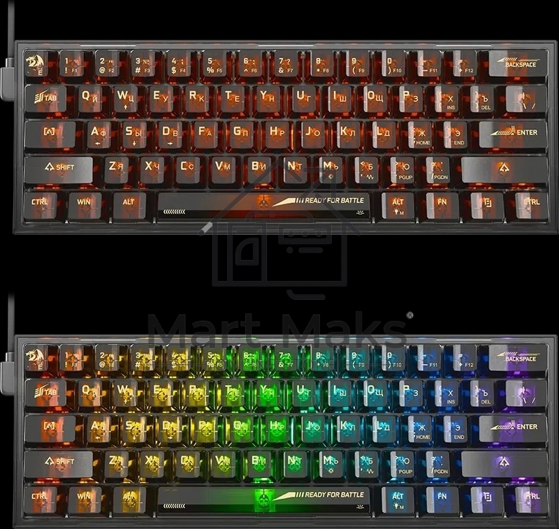 Игровая клавиатура Redragon Fizz прозрачно-черная 71737 (USB, +ICE, 61 кл., RGB подсветка)
