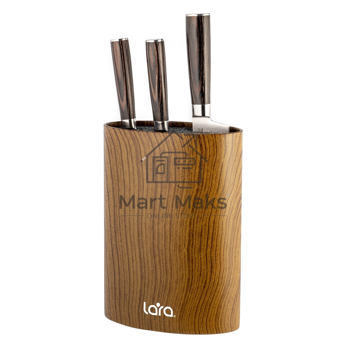 Подставка для ножей универсальная LARA LR05-101 Wood овальная Soft touch полипропилен