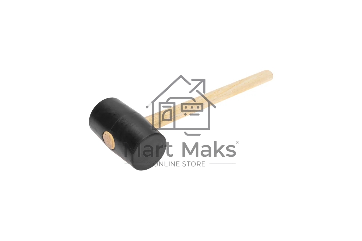 Киянка резиновая Kranz KR-12-8145 910 г, черная резина, деревянная рукоятка