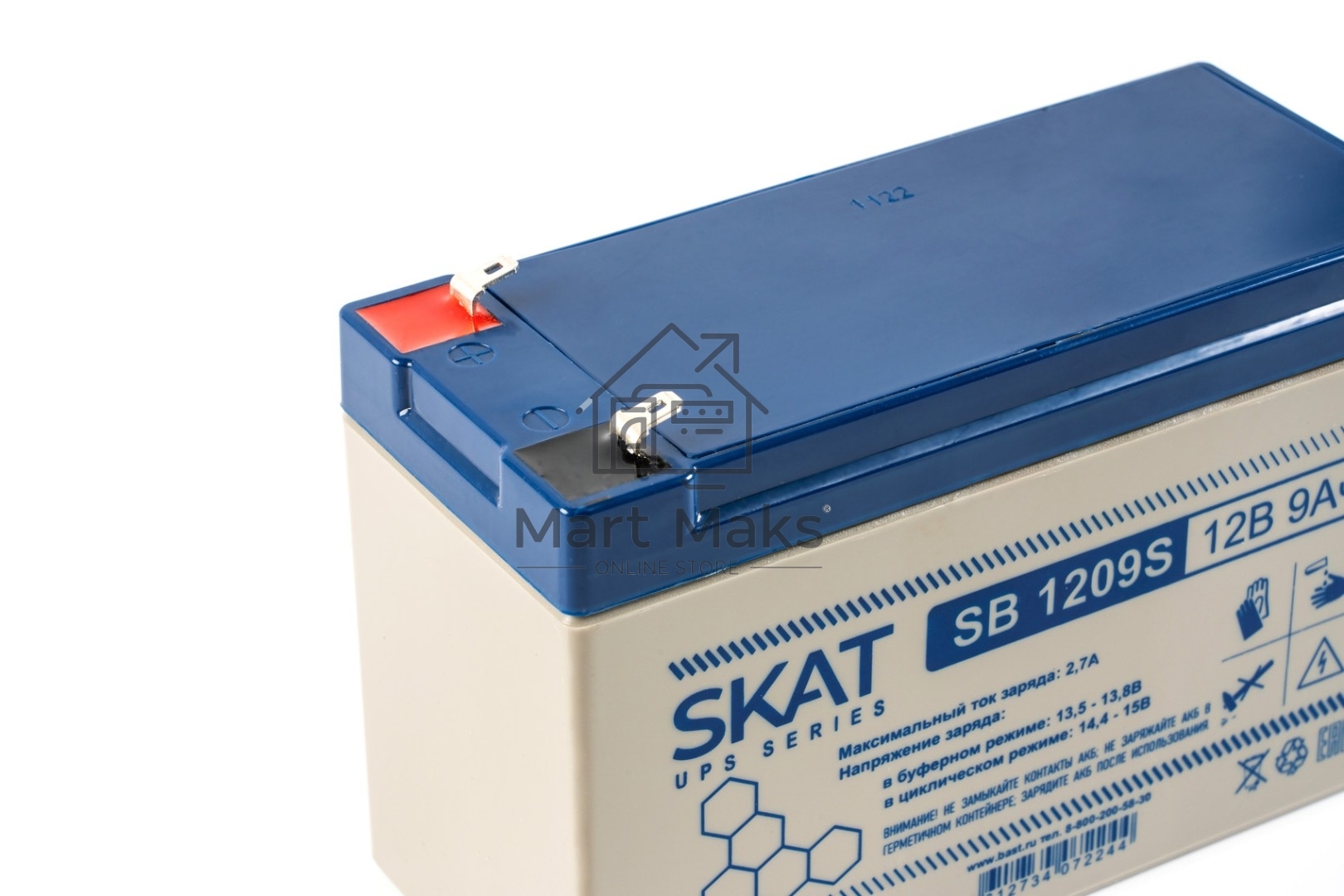 АКБ свинцово-кислотная SKAT SB 1209S тип AGM 12V 9Ач I зар. 2,6 А (ножевые клеммы) (8970)