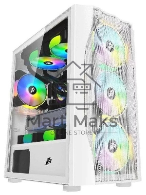 Компьютерный корпус 1STPLAYER FIREBASE X3-M белый / mATX, TG / 4x120мм LED fans inc. / X3-M-WH-4F1-W