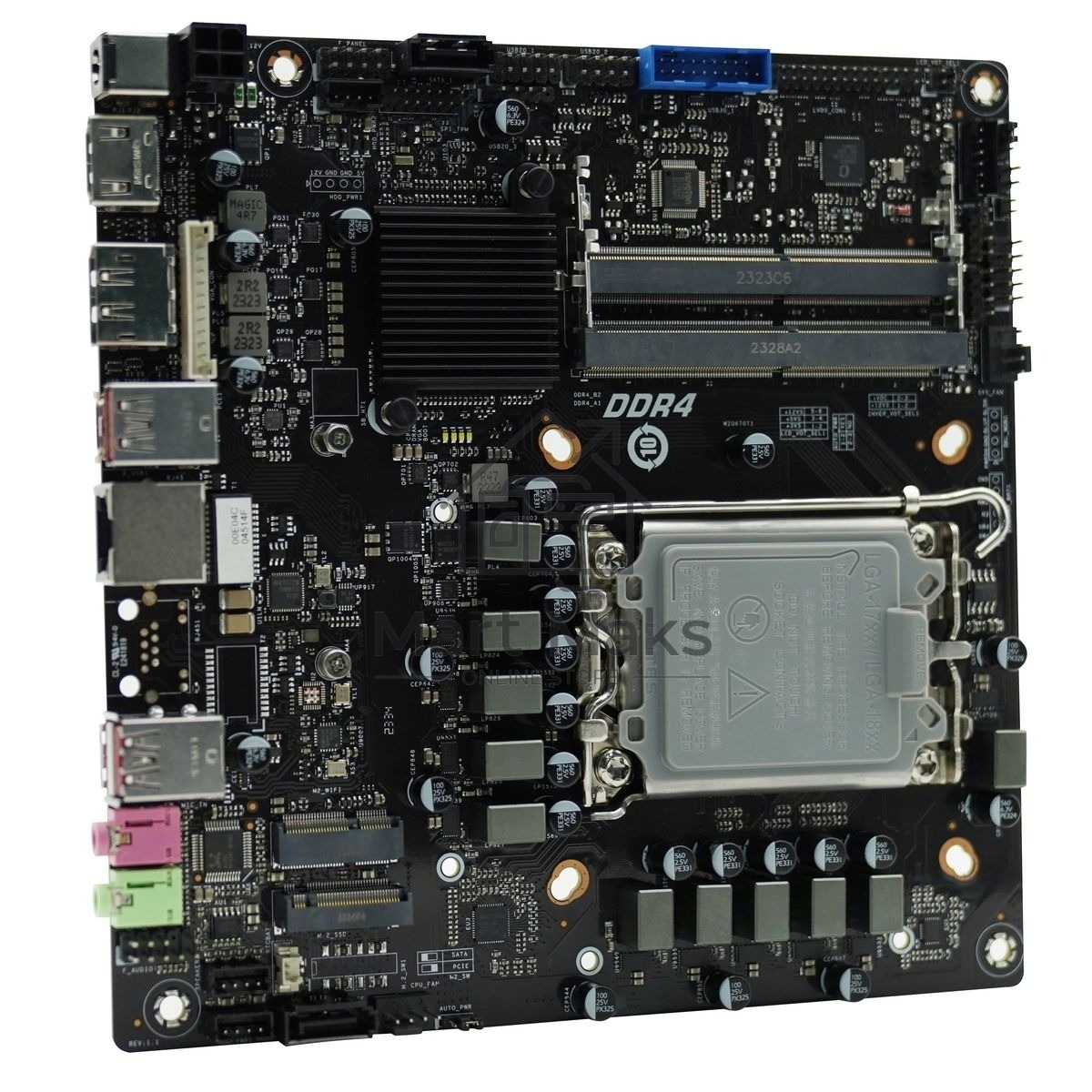 Материнская плата AFOX AFMIQ670D4-MI4-V2, LGA 1700, Intel Q670, 2xDDR4L, 2xSATA, 1xM.2, 1xHDMI, 1xDP, 1x 1Gb LAN, 3xUSB-A 3.2 Gen 2, 1xUSB-C 3.2 Gen 2, 2x3.5 мм, 7.1, Mini-ITX