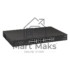 Коммутатор Бастион SKAT PoE-24E-2G v.2, 24×100 Мбит/с PoE++ + 2×1 Гбит/с Uplink, неуправляемый