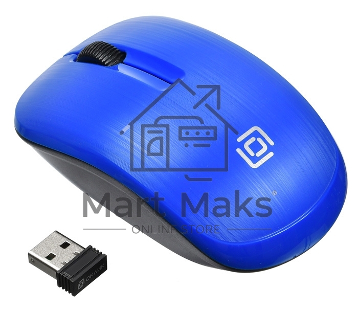 Мышь беспроводная Oklick 525MW голубой, 1000 dpi, радиоканал, USB, кнопки - 3