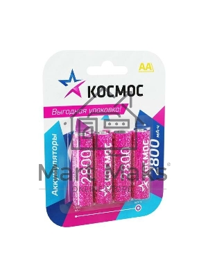 Аккумулятор AA/R6 NI-MN 2800мА.ч BP-4 (блист.4шт) Космос KOCR6NIMH2800MAH4BL (цена за 1шт)