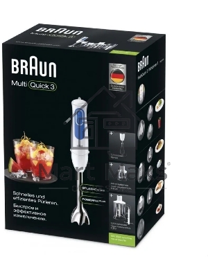 Блендер погружной Braun MQ3045 APERITIVE 700Вт белый/синий