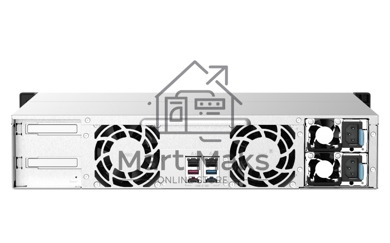 Сетевое хранилище без дисков SMB QNAP TS-1273AU-RP-8G NAS 12 HDD trays, 2x 2.5 GbE, rackmount, 2 PSU. 4-core AMD V1500B2,2 GHz, RAM 8 GB (8 GB UDIMM DDR4 (1 x 8 GB) up to 32 GB (2 x 16 GB)). W/o rail kit RAIL-B02
