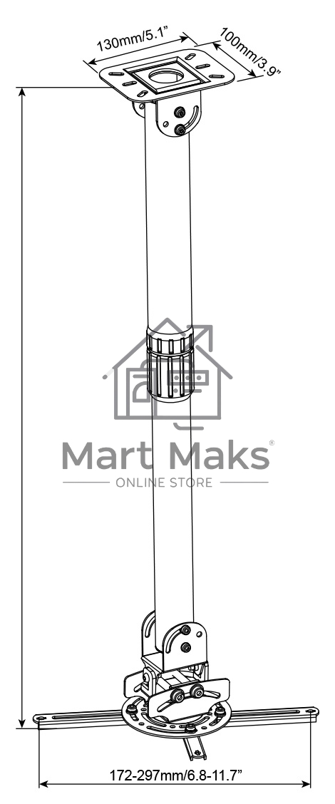 Кронштейн для проектора Cactus CS-VM-PR16L-BK черный макс.13.6кг настенный и потолочный поворот и наклон