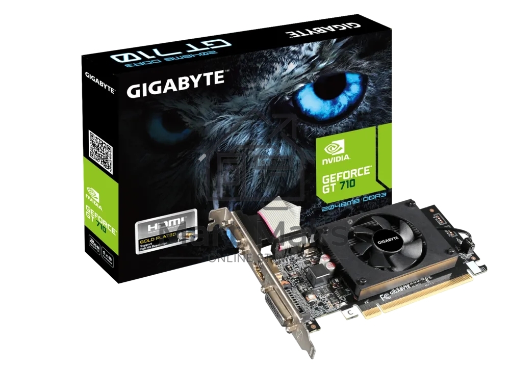Видеокарта Gigabyte GV-N710D3-2GL RTL GT710, 2Gb, 64bit, DDR3, D-Sub, DVI, HDMI, PCI-E
