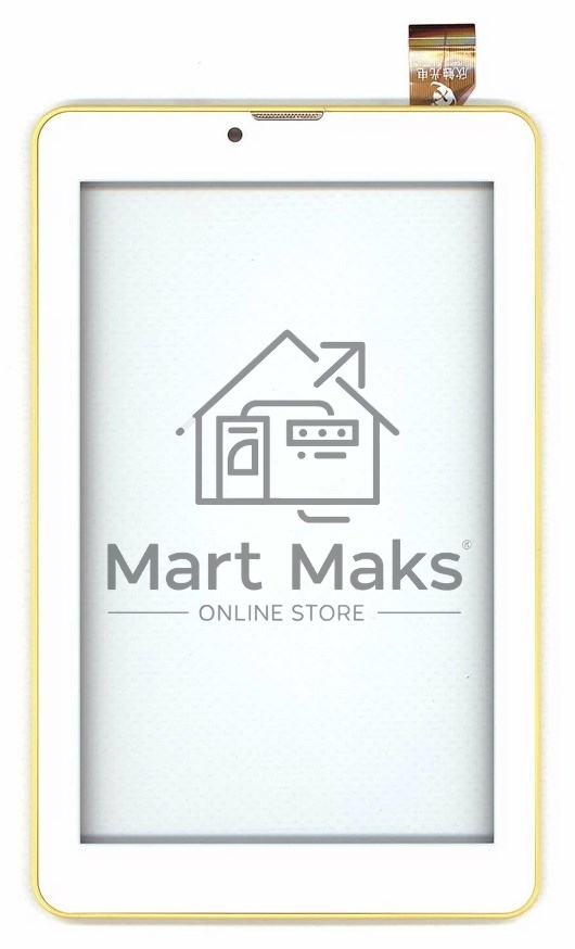 Сенсорное стекло (тачскрин) для Irbis TZ753, белое с желтой рамкой