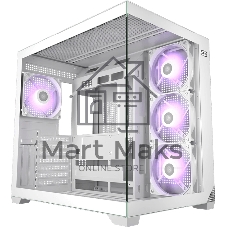 Корпус без блока питания PCCooler C3T700 ARGB WH, Midi-Tower, TG, 4x120мм ARGB, 1xUSB-A 3.0 + 1xUSB-A 2.0 + 1xUSB-C, ATX, mATX, mITX белый