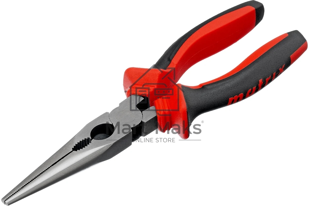 Длинногубцы прямые Matrix 17311, 200 мм, хром-ванадий, двухкомпонентные рукоятки