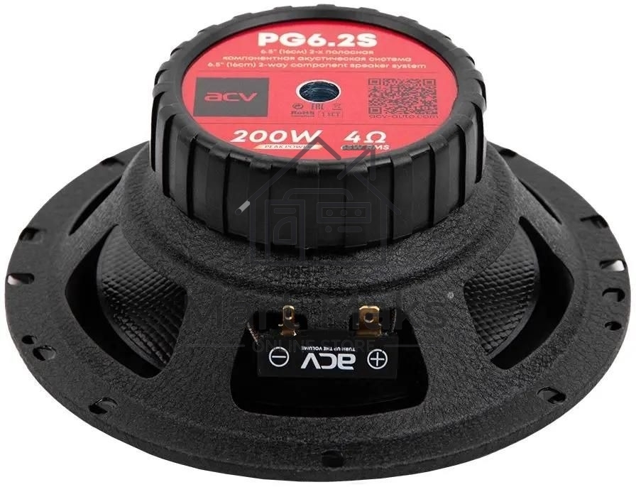 Колонки автомобильные ACV PG-6.2S 200Вт 92дБ 4Ом 16см (6.5дюйм) (ком.:2кол.) компонентные двухполосные