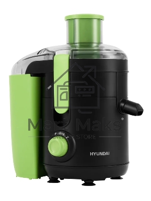 Соковыжималка Hyundai HY-JE1625 чёрный/зелёный, центробежная, 500 Вт, 400 мл, механическое